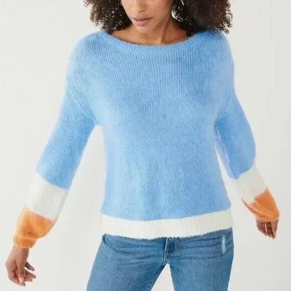 Nine West Sweaters - NEW Nine West Women Color Block Sweater with Balloon Sleeves Soft Cozy Size L